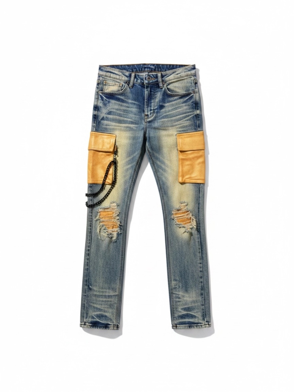 Decibel Cody Distressed Cargo Pocket Skinny Jeans Size 28 Streetwear Chains NWT